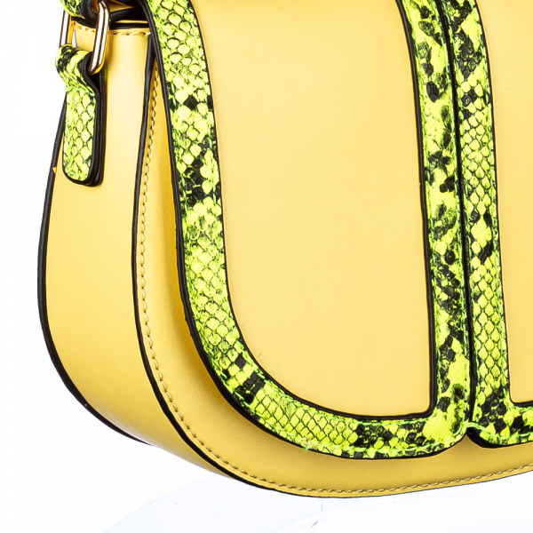 Γυναικεία τσάντα Evian Κίτρινη οικολογικό δέρμα, 4 - Kalapod.gr